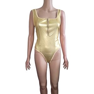 Gold metallic tanktop bodysuit